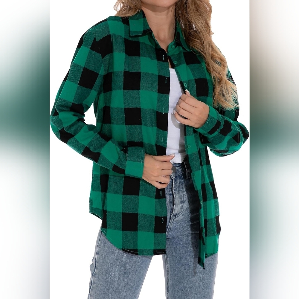 Madewell Plaid Green and Black Shirt